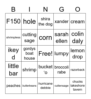 shrimp-o Bingo Card