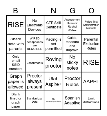 Testing Ethics 2024 Bingo Card