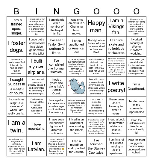 Anne and Jack Wedding Bingo Card