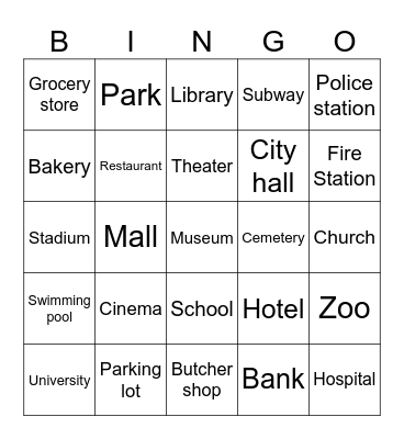 City Bingo Card