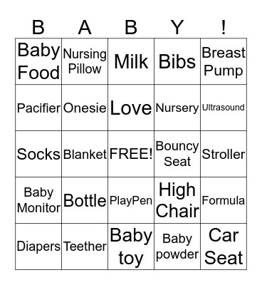 Shepherd's Baby Shower Bingo Card