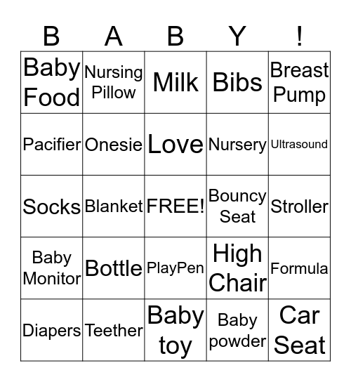 Shepherd's Baby Shower Bingo Card