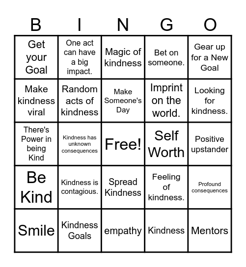 World Kindness Day! Bingo Card