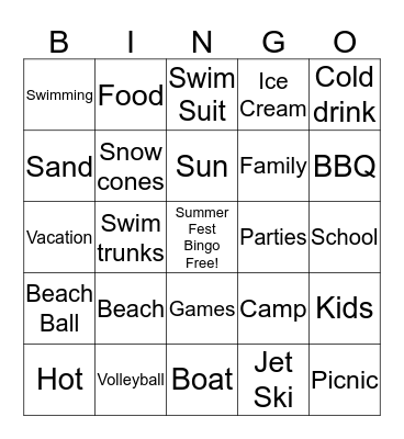 Summer Fest Bingo Card