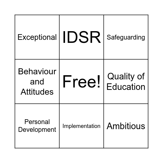 Ofsted Bingo Card