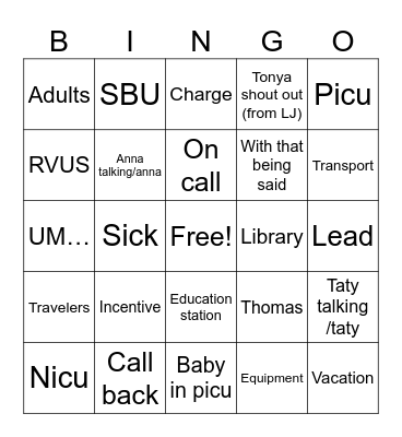 Meeting Bingo Card