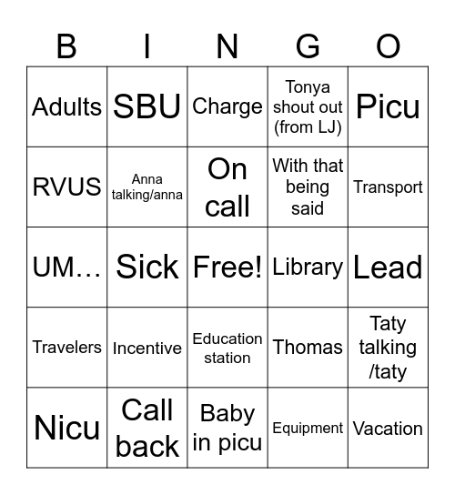 Meeting Bingo Card