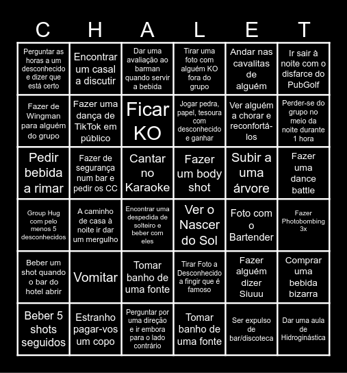 Chalet Benidorm Bingo Card