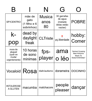 Aline Bingo Card