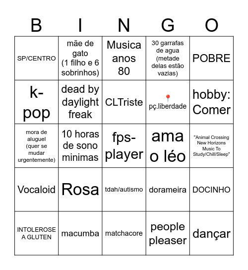 Aline Bingo Card