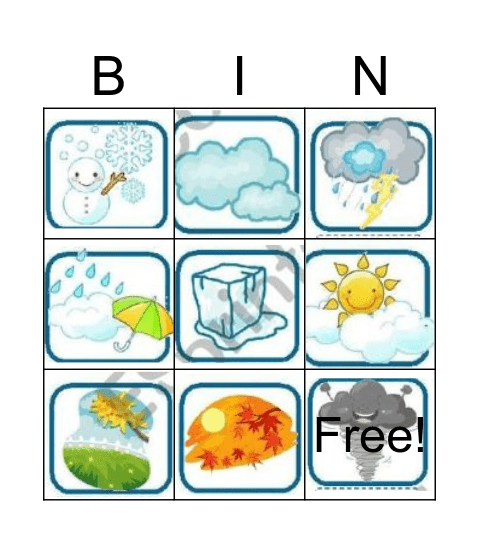 Weather and Seasons Bingo Card Bingo Card