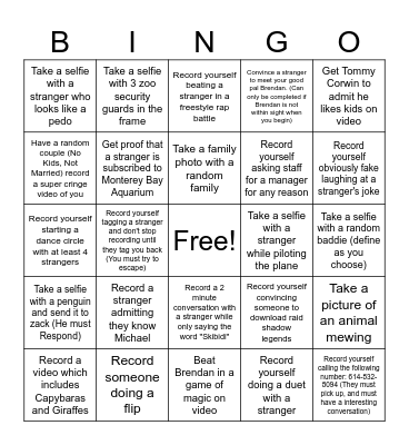 Epic Zoo Bingo Card