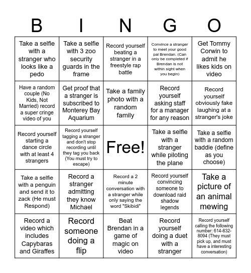 Epic Zoo Bingo Card