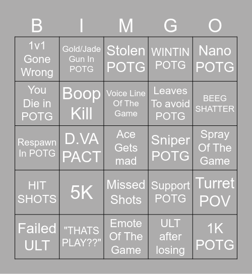 Ace's POTG Bingo! Bingo Card