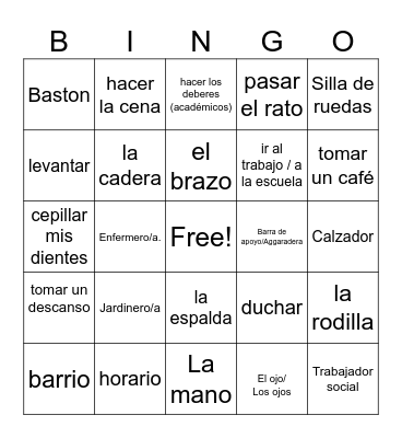 Spanish OT Bingo Card