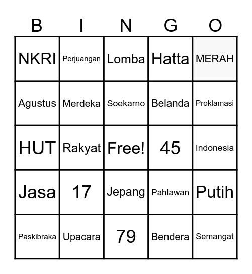 kemerdekaan Indonesia Bingo Card