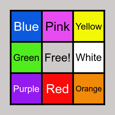 Color Bingo! Bingo Card
