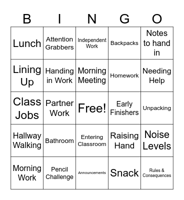 Procedures Bingo! Bingo Card