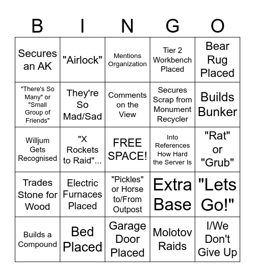 Willjingo! Bingo Card