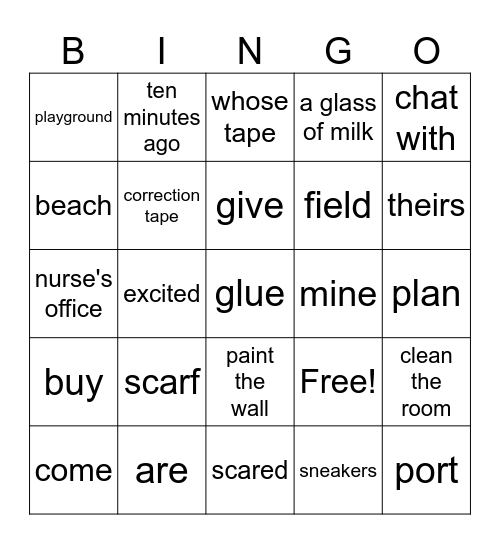 Final Test Bingo Card