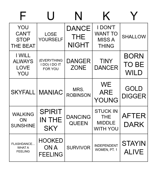 FROM THE MOVIES Bingo Card