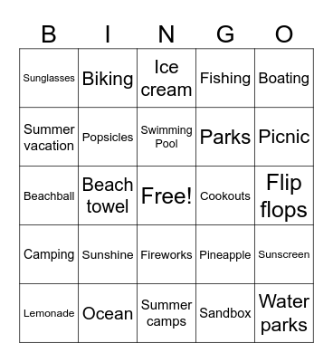 Summer Bingo Card