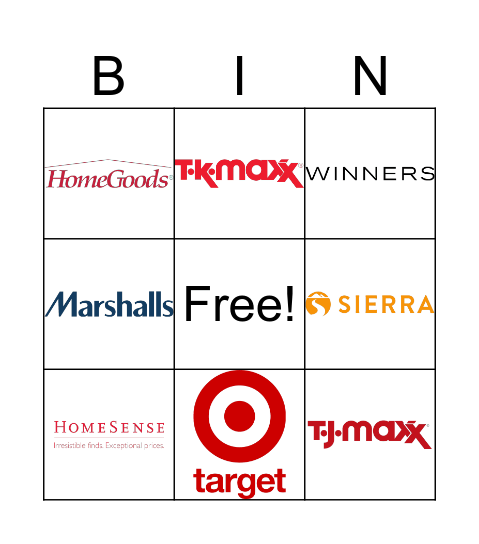 Stores Bingo Card