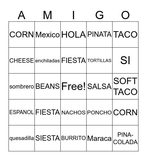 FIESTA FRIDAY Bingo Card