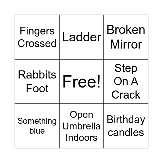 Superstitions Bingo Card