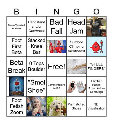 Comp Kid Olympics Bingo Card