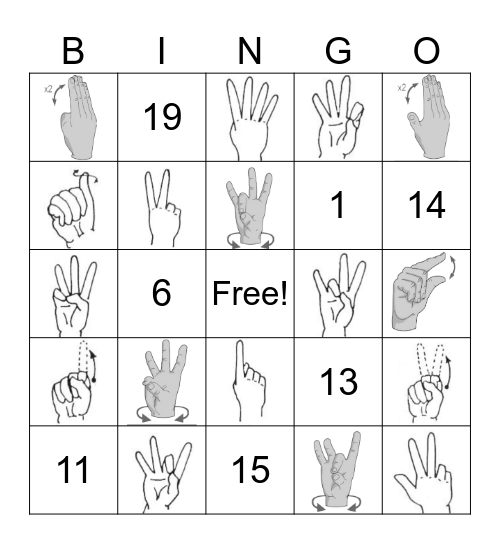 Bingo ASL Numbers Bingo Card