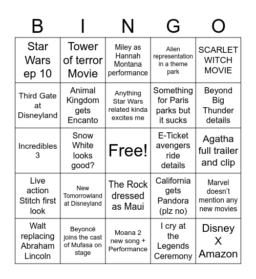 D23 BINGO!! Bingo Card