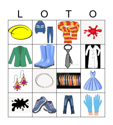 Les vêtements Bingo Card