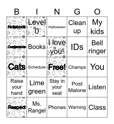 1st Day of School!! Bingo Card