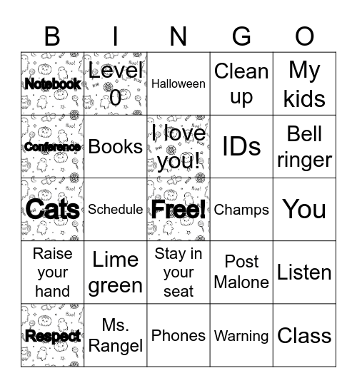 1st Day of School!! Bingo Card