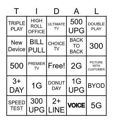 TIDAL’S BINGO Card