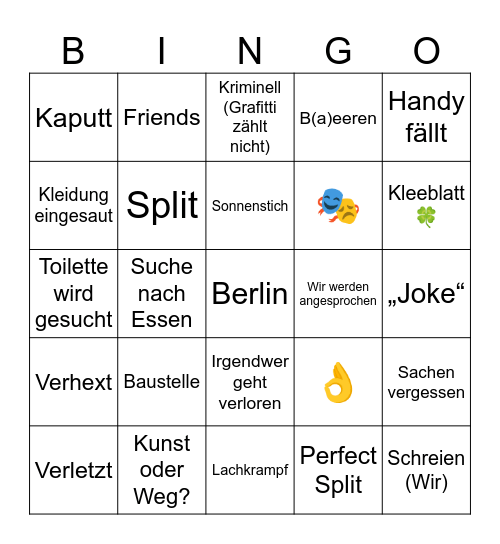 Tag 12 Sommertour Bingo Card