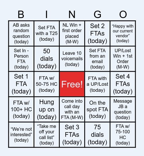 Call Dayeee Bingo Card