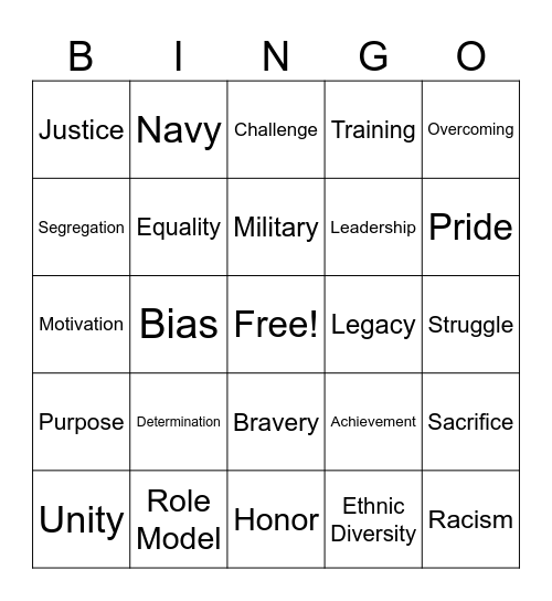 Men of Honor Bingo Card
