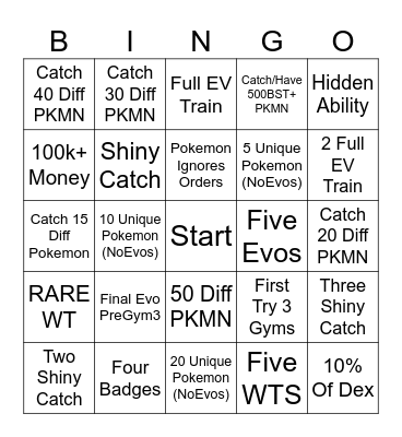 Pokemon Clover Day1 Bingo Card