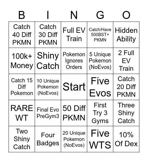 Pokemon Clover Day1 Bingo Card