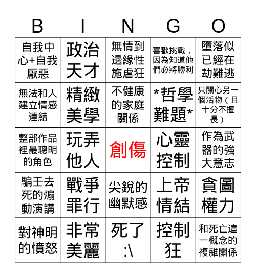 "他們其實是對的" Bingo Card