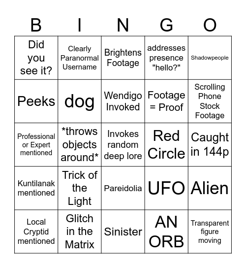 Slapped Ham Bingo Card