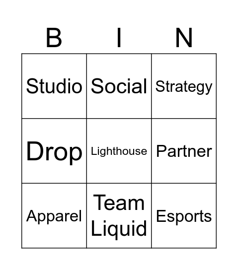 Product Bingo Card