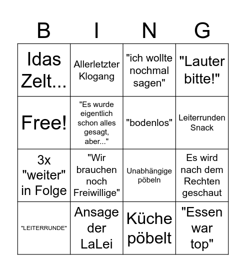 Leiterrunden-Bingo Card