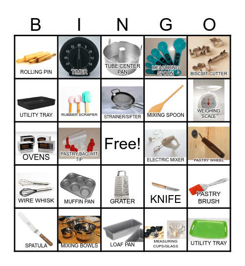 BAKING TOOLS AND EQUIPMENT Bingo Card