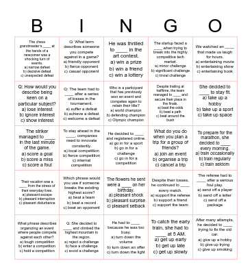 Fun & Games Bingo Card