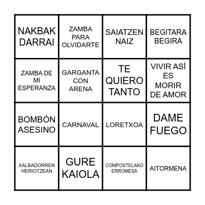 BINGO MUSICAL Bingo Card