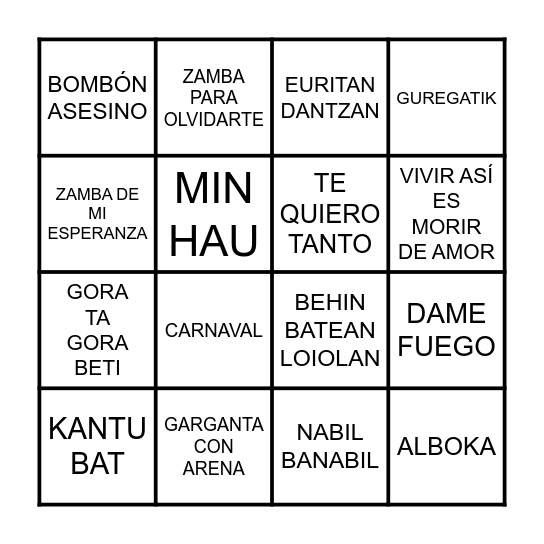 BINGO MUSICAL Bingo Card