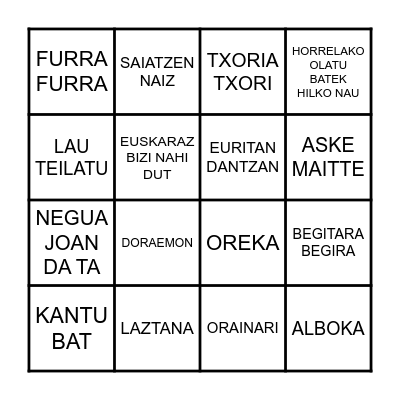 BINGO MUSICAL Bingo Card